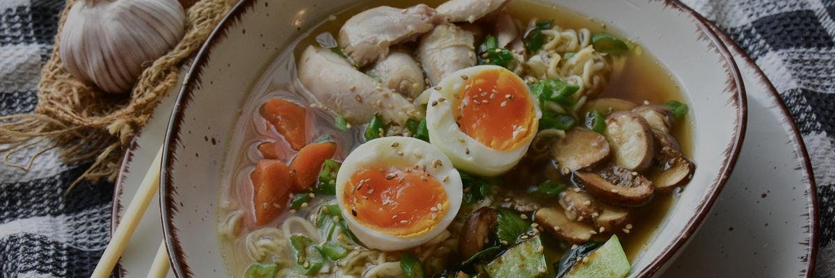 Wholesome Chicken Noodle Ramen with Vegetables & Boiled Egg recipe