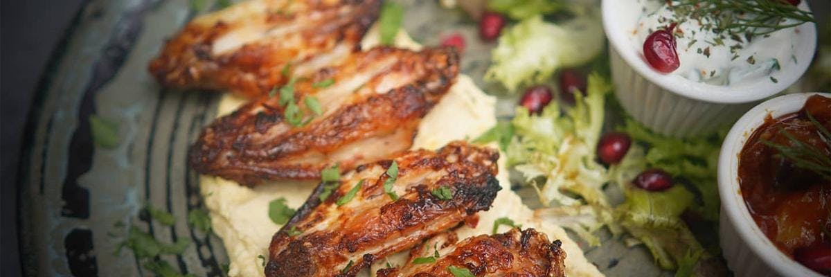 Spicy Chicken Wings with Pomegranate Side Salad recipe