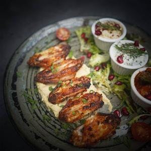 Spicy Chicken Wings with Pomegranate Side Salad