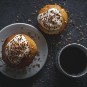 Coffee Cake Muffins with Glossy Meringue Icing