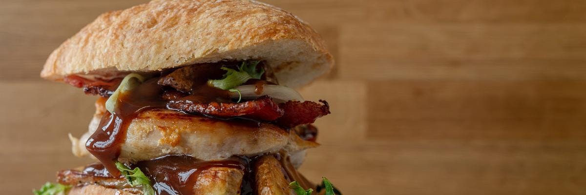 Smokey BBQ Grilled Chicken & Bacon Burger recipe