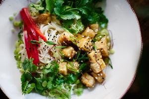 Crispy Tofu & Rice Noodle Salad