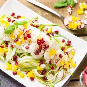 Fresh Zoodle Salad with Fruit & Mozzarella