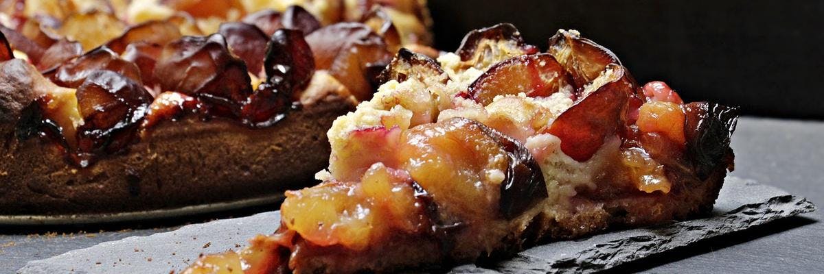 Crumble Cake with Sticky Plums recipe