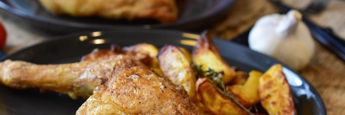 Crispy Grilled Chicken Legs & Potato Wedges recipe