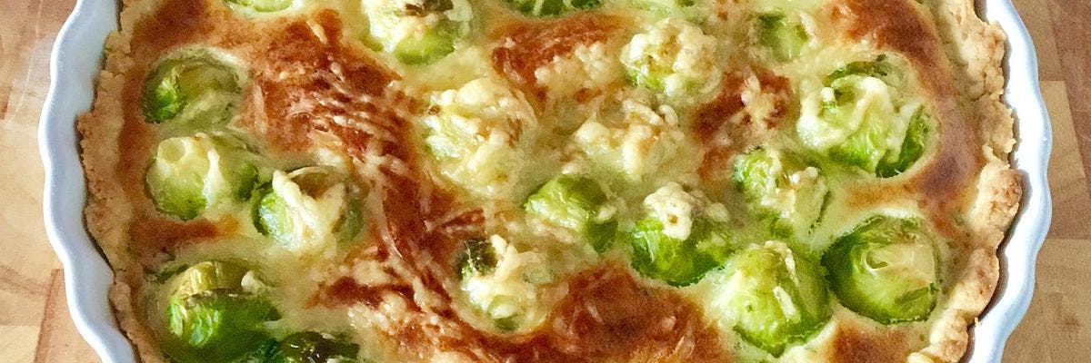 Brussels Sprouts & Cauliflower Cheese Quiche recipe