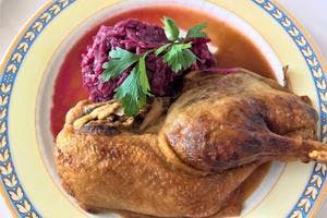 Roasted Duck with Sauerkraut & Red Wine Gravy