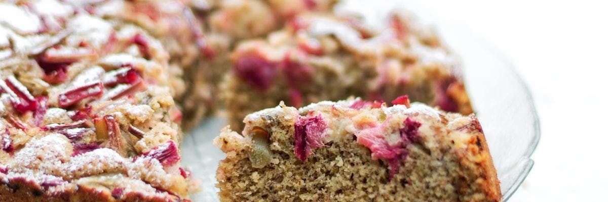 Rhubarb & Walnut Sponge Cake recipe