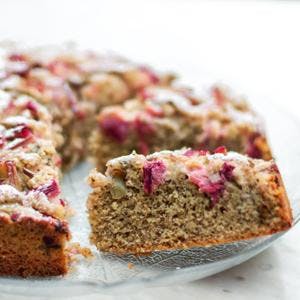 Rhubarb & Walnut Sponge Cake