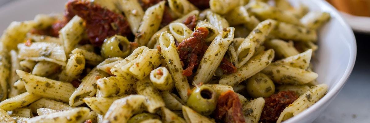Green Olives & Sun Dried Tomatoes Penne Pasta recipe