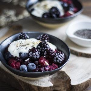 Greek Yoghurt with Honey & Frozen Berries
