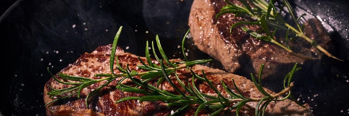 Rosemary Steak with Crispy Potatoes & Fresh Greens recipe