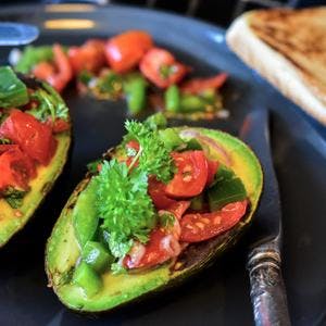 Grilled Avocado Stuffed with Tomato Salsa