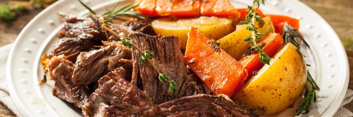 Slow Cooked Beef Brisket with Potatoes & Carrots recipe