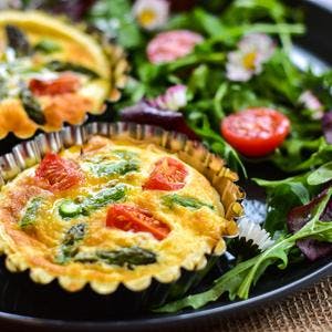 Mini Egg Tarts with Asparagus & Tomato