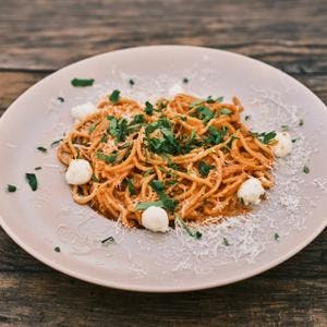 Creamy Tomato Spaghetti with Bocconcini