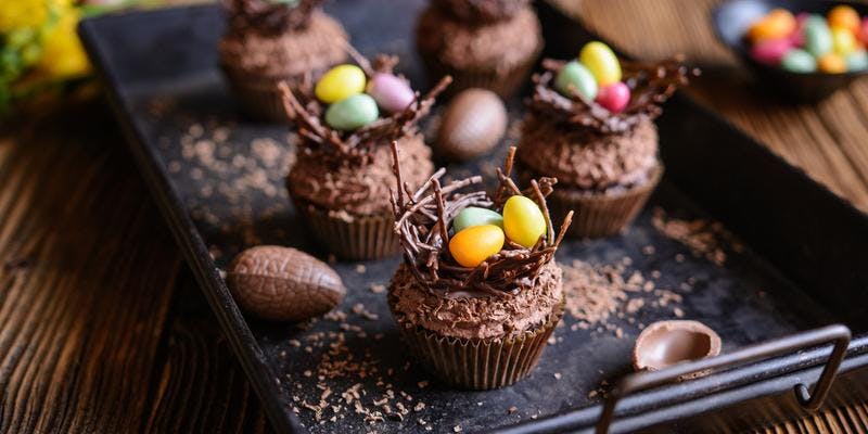 Double Chocolate Cupcakes with Chocolate Nest Toppings recipe