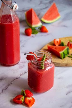 Refreshing Strawberry & Watermelon Juice
