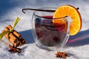 Winter Spiced Mulled Wine Sweetened with Vanilla Pods