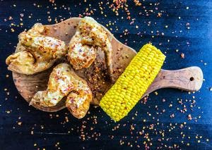 Chilli Butter Chicken Legs with Juicy Corn on the Cob