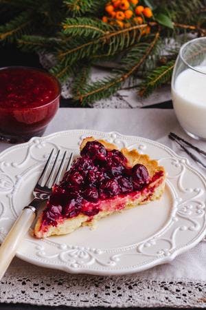 Cherry Tart Topped with Sticky Cherries