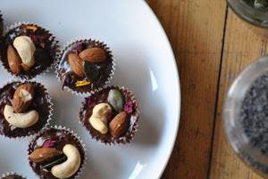 All-Chocolate Mini Cupcake topped with Nuts
