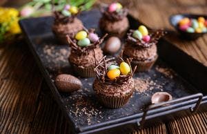 Double Chocolate Cupcakes with Chocolate Nest Toppings